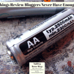 Rechargeable batteries laying on a countertop.