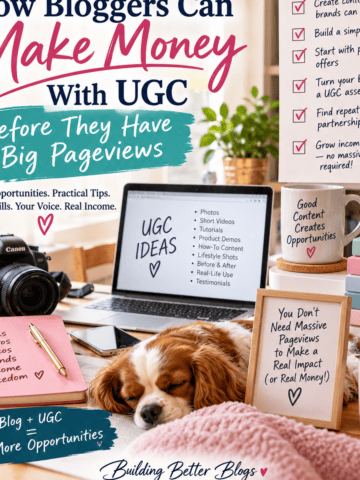 Cozy blogging workspace illustrating how bloggers can make money with UGC before they have big pageviews.