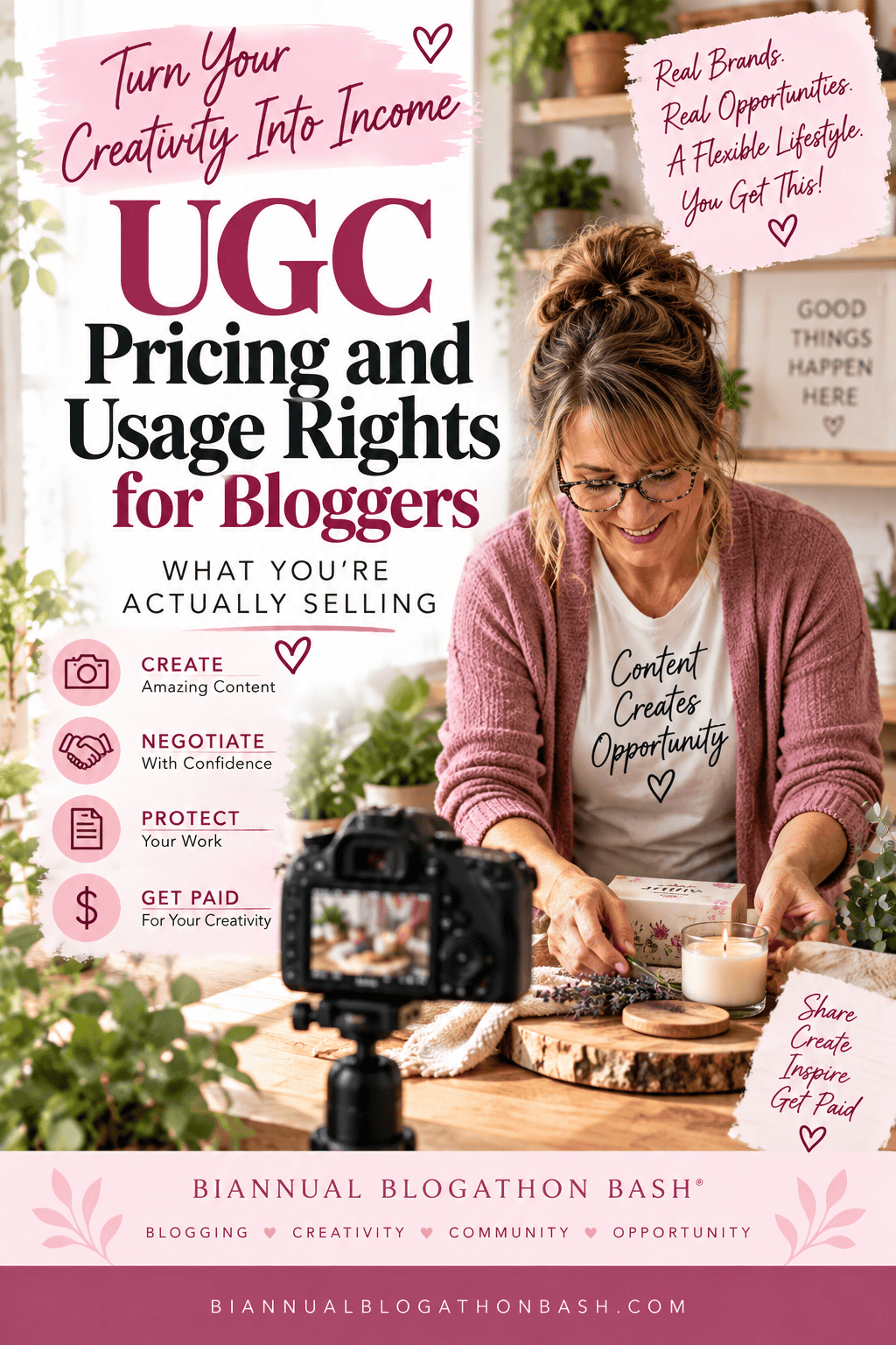 Creator planning UGC content while reviewing pricing and usage rights