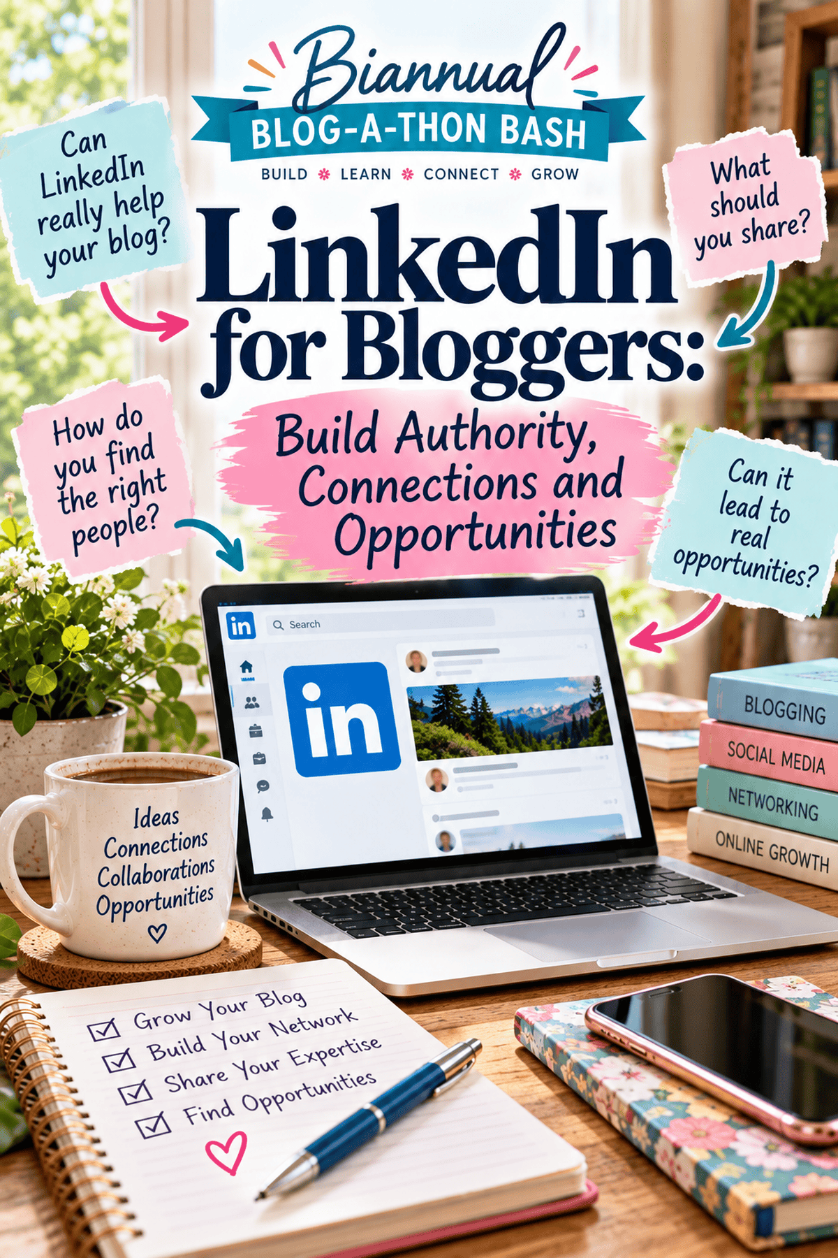 Curiosity Pinterest pin asking whether LinkedIn can help bloggers find connections, collaborators and professional opportunities.