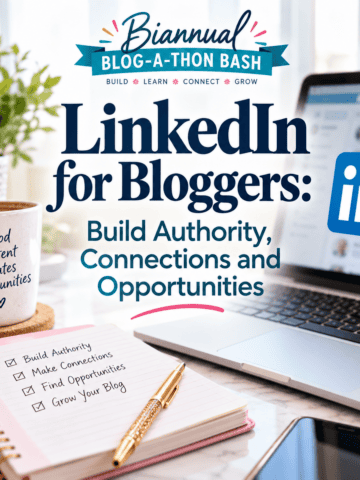 Featured graphic for the Building Better Blogs guide to LinkedIn for bloggers, with a laptop, notebook and professional networking theme.